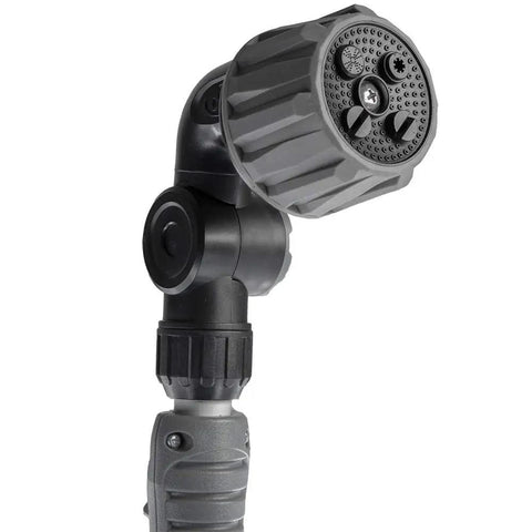 2-Pack Telescoping Watering Tool With Five-Position Pole Extending From 3.5 To 6 Feet, spray head close-up with lock