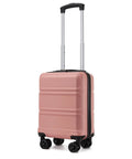 Kono 15-inch rose-pink underseat carry-on luggage with anti-scratch PC+ABS hard shell and spinner wheels