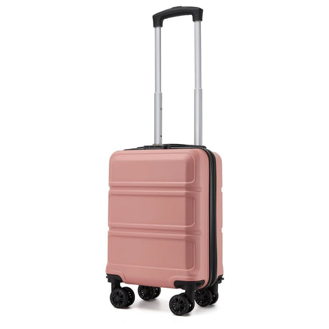 Kono 15-inch rose-pink underseat carry-on luggage with anti-scratch PC+ABS hard shell and spinner wheels