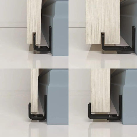 2 Pack Barn Door Bottom Floor Guide With Extend Bracket Wall Mounted Adjustable Flush Bottom Matte Black in use with door.