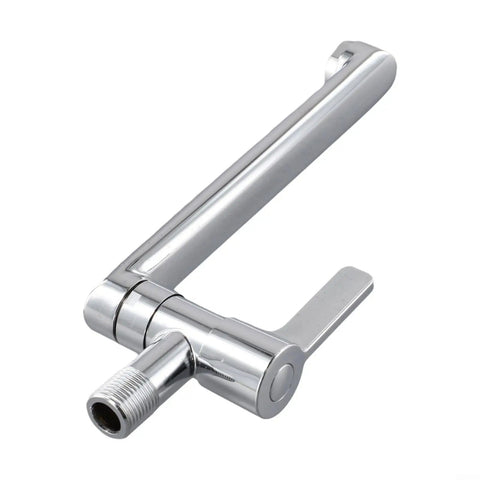 Cold Only Wall Mounted Faucet, Extended Reach 304 Stainless Steel Rotatable Kitchen Sink Tap with Single Lever for Mop Pool(20cm) close-up view.