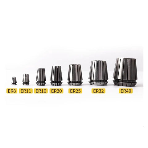 Get Your Spring Collet ER11 Up For Cnc Engraving And Milling Projects. Various ER collet sizes displayed in durable steel.