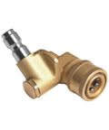 Brass pressure washer pivoting coupler with 1/4-inch quick-connect for gutter cleaner, side view
