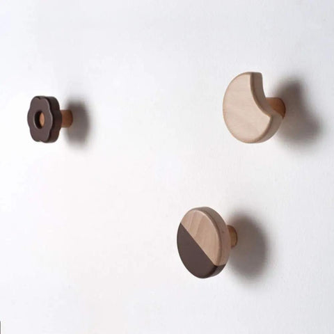 Wooden Cookie Wall Hooks Self Adhesive Coat Rack Top Shelf Home Decor Sick Stick On Hangers Hit The Mark For Kids Room Organizer And Entryway Real Deal Storage in playful designs on a wall.