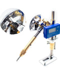 Straight Up Built Tough Gemstone Faceting Machine With Digital Angle Readout and Ergonomic Handle featuring detailed index gearing and handle.