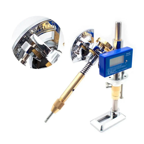 Straight Up Built Tough Gemstone Faceting Machine With Digital Angle Readout and Ergonomic Handle featuring detailed index gearing and handle.