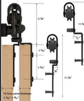5ft Bypass Sliding Barn Door Hardware Kit With Single Track For Double Wooden Doors installation diagram