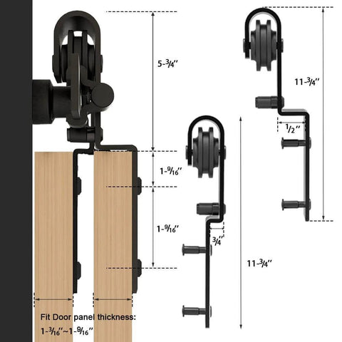 5ft Bypass Sliding Barn Door Hardware Kit With Single Track For Double Wooden Doors installation diagram