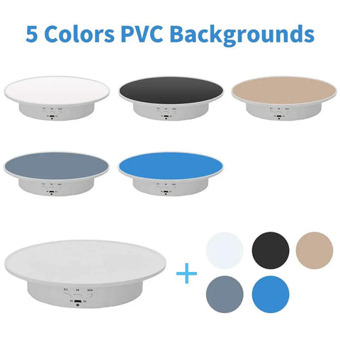 JAYEGT Motorized Rotating Display Stand, 7.87 Inch 360 Degree Electric Turntable with five color PVC backgrounds