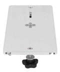 Solid As A Rock 6061 Aluminum Alloy Electric Jig Saw Flip Board And Router Table Insert Plate for woodworking, top view with mounting holes.