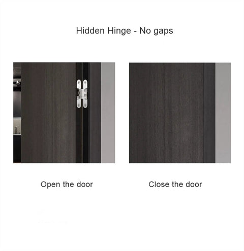 Image showing an open and closed position of a Beefy 180 Degree Concealed Door Hinge For Heavy Doors, Built In Stainless Steel Hidden Cross Gemel.