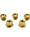 Beefy Aerospace Grade Titanium Nuts M6 M8 M10 M12 Hex Flange Bolts For Locomotive Motorcycle Bicycle Car Boat Brake Accessories Pack Of 5 Gold Finish