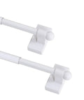 Magnetic Curtain Rod Set For Metal Doors And Steel Surfaces One Half Inch Diameter Tool Free Install Adjustable White Two Pack