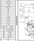 Technical specifications and dimensions diagram for Heavy Duty Dc 48V Horizontal Air Conditioner Compressor R134a Cooler.
