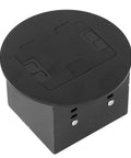 Sleek Stainless Steel Recessed Floor Outlet with Dual 3 Prong Sockets, Heavy Duty 20A 2500W Round Electrical Receptacle, black casing