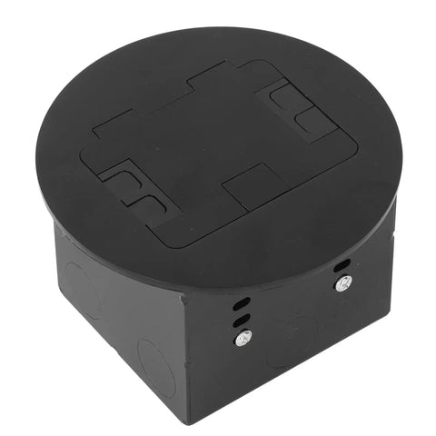 Sleek Stainless Steel Recessed Floor Outlet with Dual 3 Prong Sockets, Heavy Duty 20A 2500W Round Electrical Receptacle, black casing