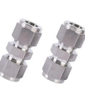 Stainless Steel Compression Tube Fitting Union With Double Ferrules 18mm OD X 18mm OD Pack Of 2 for water, oil, air, and corrosive liquids.