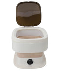 Ultra Compact Foldable Portable Washing Machine with Two In One Wash And Dry Combo Function, showing top view with lid open.