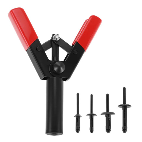 Poly Rivet Gun Kit with Rivet Removal Tool Ergonomic Lightweight Design for Plastic Rivets includes 40 Polyoxymethylene Rivets.