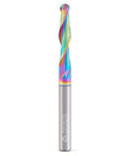 Quarter Inch Ball Nose CNC Router Bit Up Cut With Quarter Inch Shank For Wood Carving Solid Carbide Ultra Long Life End Mill Two Flute One And A Quarter Inch Cutting Length Quarter Inch Cutting Diameter, shown from front view, full length