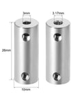 3Mm To One Eighth Inch Bore Rigid Shaft Coupling With Set Screw, Aluminum Alloy, 26Mm Length, 10Mm Outer Diameter illustration