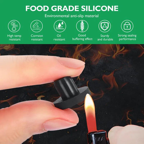 Four Sizes T Shaped Silicone Plugs 3.0 MM, 3.3 MM, 3.5 MM And 3.8 MM 0.125 Inch Soft Flexible Rubber Stopper End Caps shown resisting heat