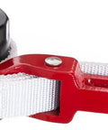 12 Inch Handle Strap Wrench With No Slip Adjustable Nylon Strap For Tight Spaces Oil Filter And Pipe Wrench in use on oil filter