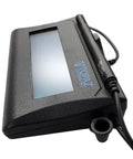 Rugged Compact Signature Pad With Sharp Lcd Screen And Plug And Play Usb Link Designed For Remote Citrix Ready Electronic Document Signing At Home angled view showing clear screen and USB connection.