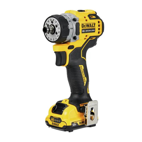 Rock Solid 12V Max Brushless Cordless Five In One Drill Driver Kit featuring compact design and built-in LED work light.