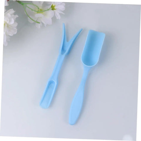 12 Piece Mini Succulent Gardening Tool Set Portable Plastic Tools For Indoor Bonsai Plant Care And Flower Pot Maintenance Light Blue For Home And Store Use Great For DIYers And Weekend Garden Warriors, sky-blue plastic trowel and fork