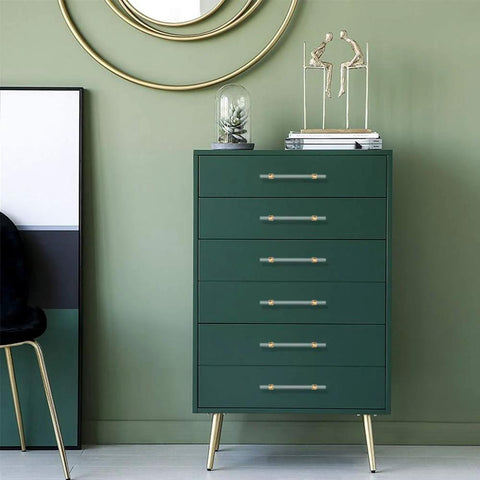 10 Piece 5 Inch Gold Cabinet Handles Set Crystal Acrylic Drawer Pulls on green dresser, brushed brass finish, modern decor