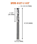 Precision Professional Grade Heavy Duty 2 Flute Compression Spiral Carbide Router Bit Cuts Slick As Glass On Plywood And Mdf Zero Tear Out And Delivers Sharp Edge Cleanup, 1/2" diameter, 4" length.