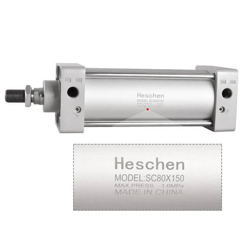 Tie Rod Pneumatic Air Cylinder 80mm Bore 150mm Stroke Double Acting With PT 3/8 Port Adjustable Cushion Self Lubricating Actuator