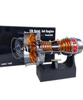 Turbofan Aircraft Engine Model Kit Trent 900 With Red LED Light Realistic See Through Shell and box on display stand.
