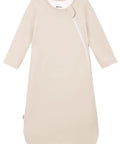 Bamboo Viscose Baby Sleep Sack 0.5 TOG Beige for 0-6 Months with comfortable neckline and smooth binding in a long sleeve design.