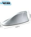 Shark Fin Antenna Cover Universal Roof Aerial With Adhesive Tape For Cars Trucks SUVs Silver Plastic Exterior Decor Easy Install, Slick Signal Booster, Fits Slightly Curved Or Flat Surfaces, Car Truck SUV Compatible with product dimensions