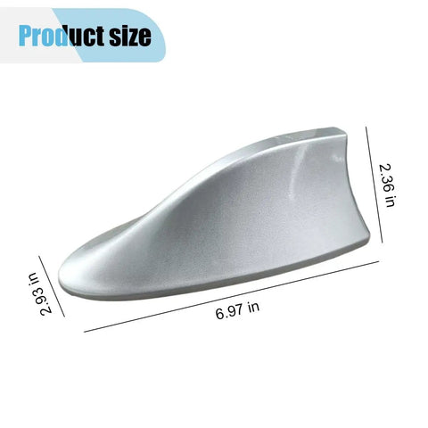 Shark Fin Antenna Cover Universal Roof Aerial With Adhesive Tape For Cars Trucks SUVs Silver Plastic Exterior Decor Easy Install, Slick Signal Booster, Fits Slightly Curved Or Flat Surfaces, Car Truck SUV Compatible with product dimensions