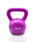 10 Lb Vinyl Coated Kettlebell With Comfortable Wide Grip Handle For Home Gym Strength Training, Beginner Friendly, Purple