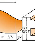 Detailed illustration of Pro Tool Belt Essential Ogee Router Bit Set With Anti Kickback Design and Nonstick Shield Coating.