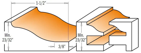 Detailed illustration of Pro Tool Belt Essential Ogee Router Bit Set With Anti Kickback Design and Nonstick Shield Coating.