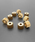 Copper Spur Gear Pinion 14 Teeth 0.5 Module Bore 3.17mm cluster on black surface