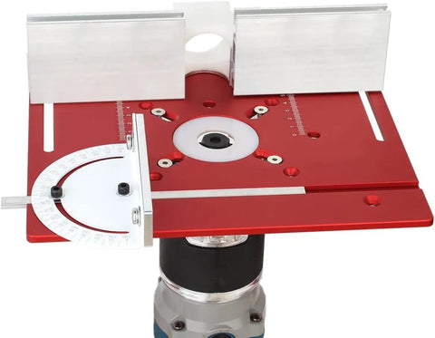 Heavy Duty Anodized Aluminum Router Table Insert Plate With Sturdy Miter Guide For Backyard Woodworking Bench, red, 240x200mm