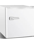 Mini Upright Freezer 1.2 Cu Ft Compact Build With Removable Slides And Adjustable Thermostat Dial In Bright White Finish, front view.