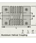 Technical drawing of Heavy-Duty Aluminum Flexible Shaft Coupling For 3D Printing, 5mm To 5mm Bore, 19mm Outer Diameter, 25mm Length