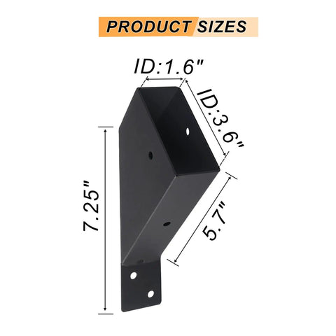 8 Pack 45 Degree Pergola Brackets With Drainage Holes For Gazebos And Pergolas, Fits 2x4 Lumber, Heavy Duty Steel, Side View