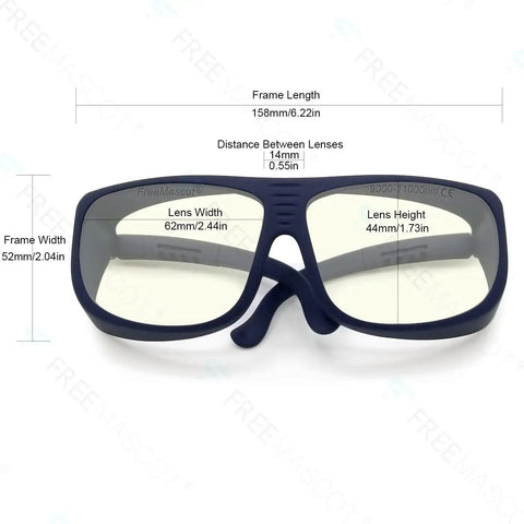 OD 6+ CO2 Laser Safety Glasses 9000nm-11000nm For 10600nm Laser, 95 Percent Visible Light, EN207 Approved with size details