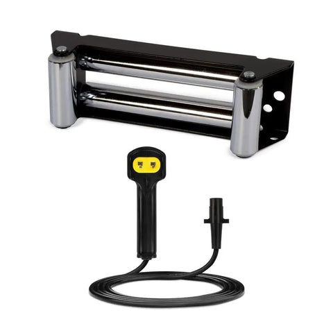 10,000-Lb Truck And SUV Winch Kit With Remote Control For Easy Recovery, roller fairlead and remote cables