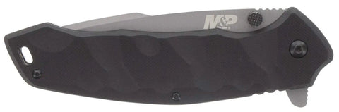 Assisted Opening Tactical Knife With 9.3 Inch Overall Length, black G10 handle folded, side view