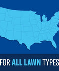 Map of USA with text 'For All Lawn Types' Complete Insect Killer For Soil And Turf 10 Lb Granules Kills Surface Insects Grubs And Ticks