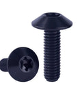 Badass Grade 5 TC4 Titanium Bolts M5 M6 M5x15 mm Button Head T25 Torx Screws Black Anti Corrosion Fasteners For Dirt Bike Motorcycle Repair Gear 4 Pieces close-up view of black titanium bolts